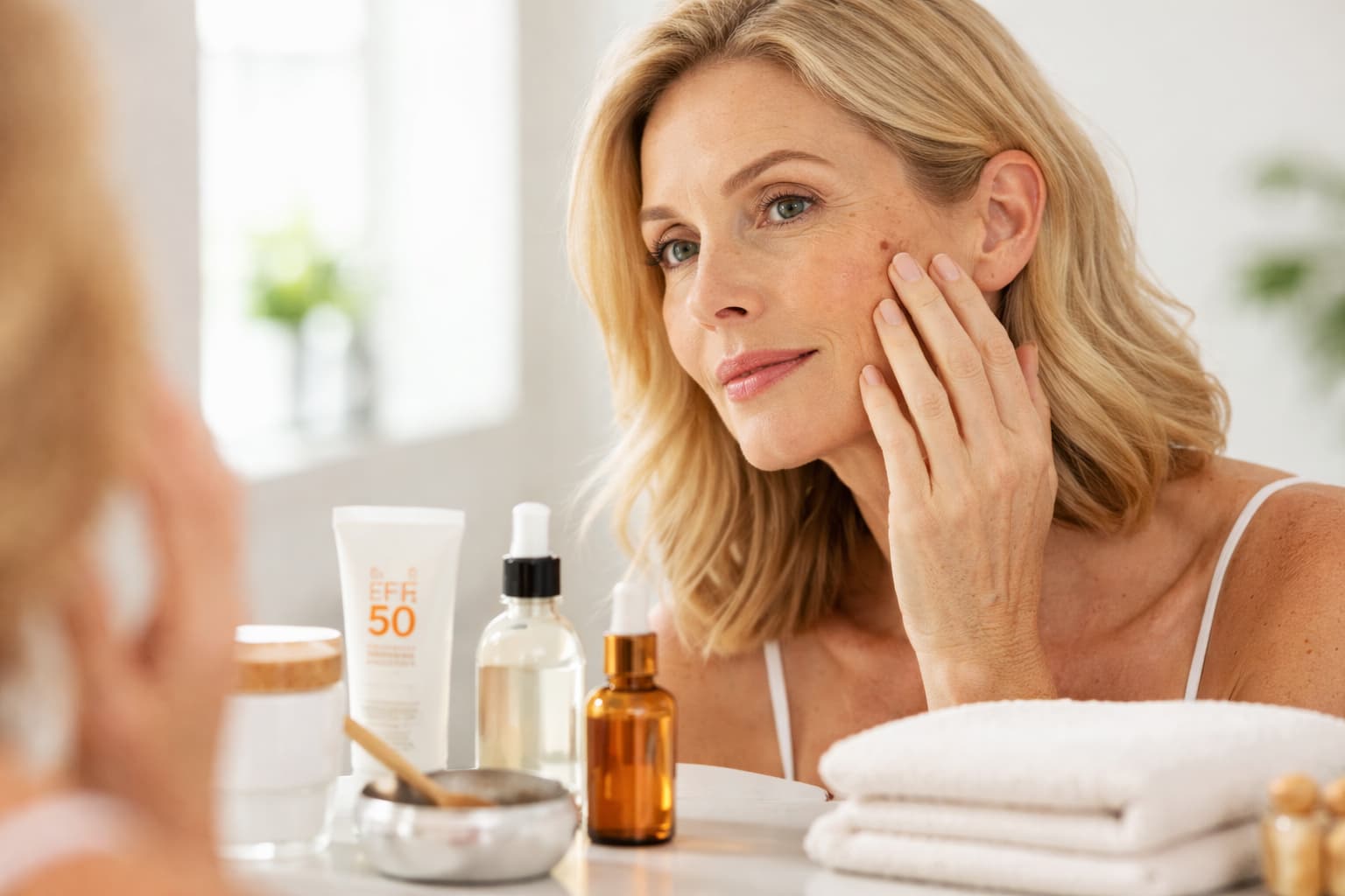 femme avec soins anti-taches
